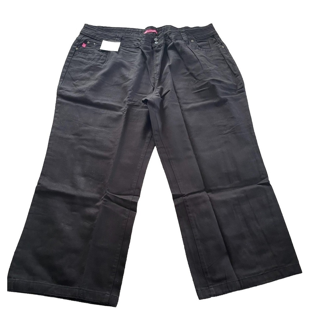 Woman Within Size 28W Black Five Pocket Jeans Wide Leg
